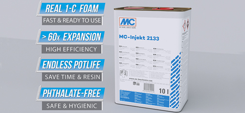 A resina de injeção monocomponente MC Injekt 2133 é um produto inovador que não requer mistura ou preparação prolongada, permitindo que seja usado de maneira fácil e instantânea