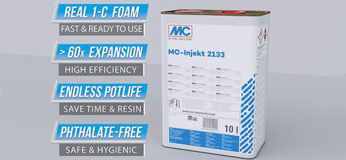 A resina de injeção monocomponente MC Injekt 2133 é um produto inovador que não requer mistura ou preparação prolongada, permitindo que seja usado de maneira fácil e instantânea